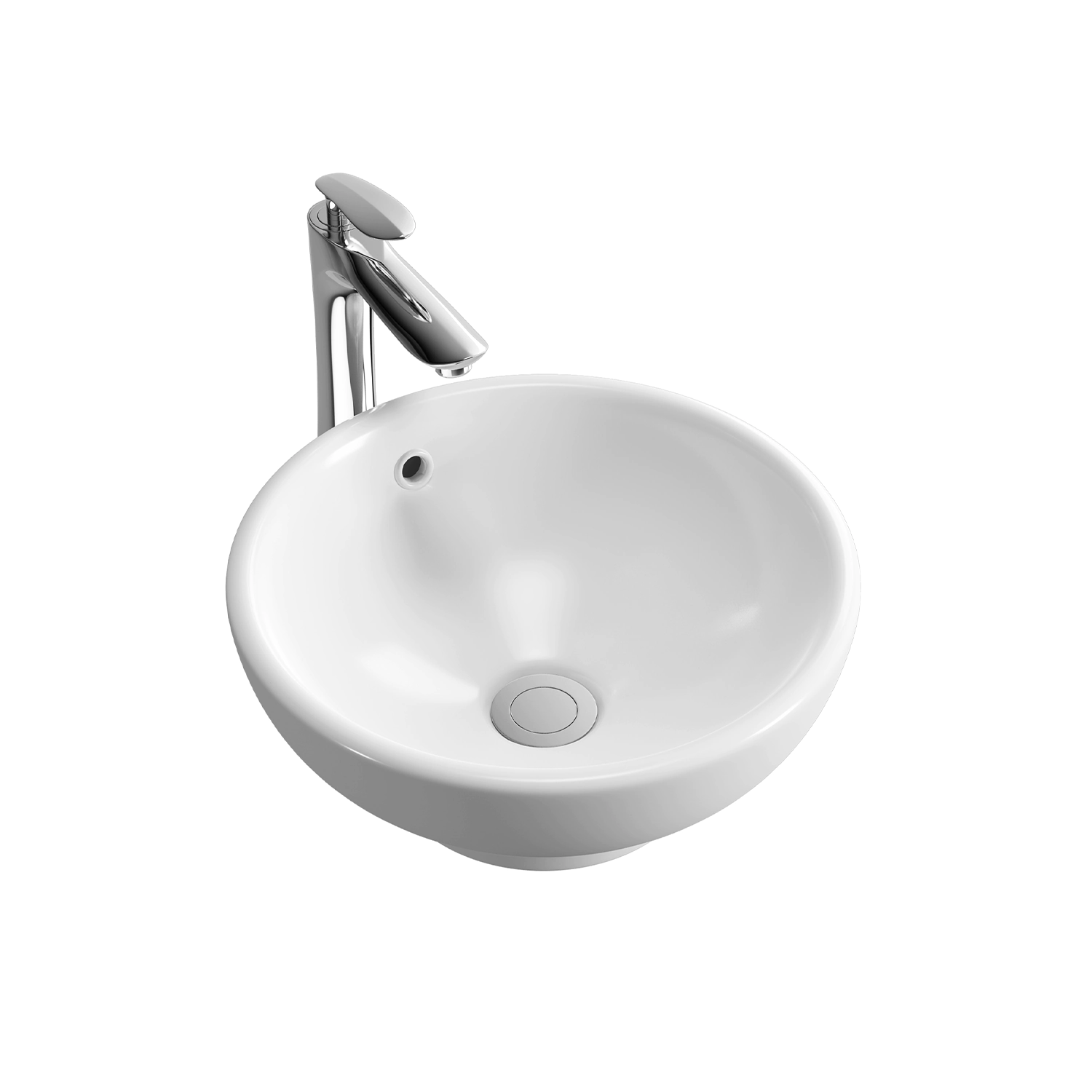 15 inches white round wash basin 40cm porcelain art basin with overflow and faucet hole
